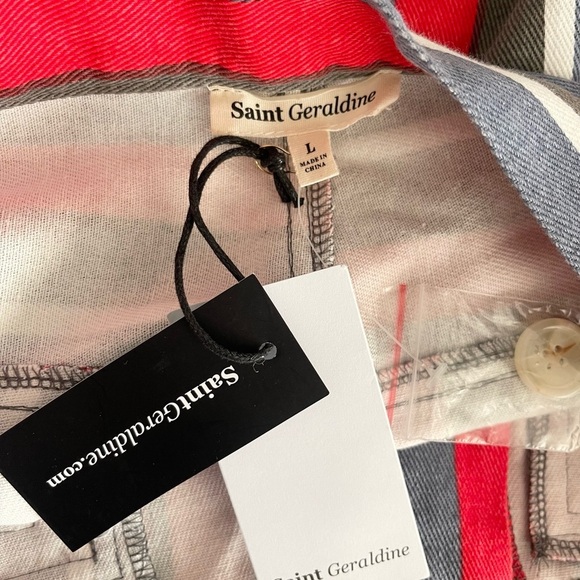 SAINT GERALDINE (NWT) Women’s Blue/Red/Gray Alexa Endless Stripe Shorts-Size L - Picture 4 of 6